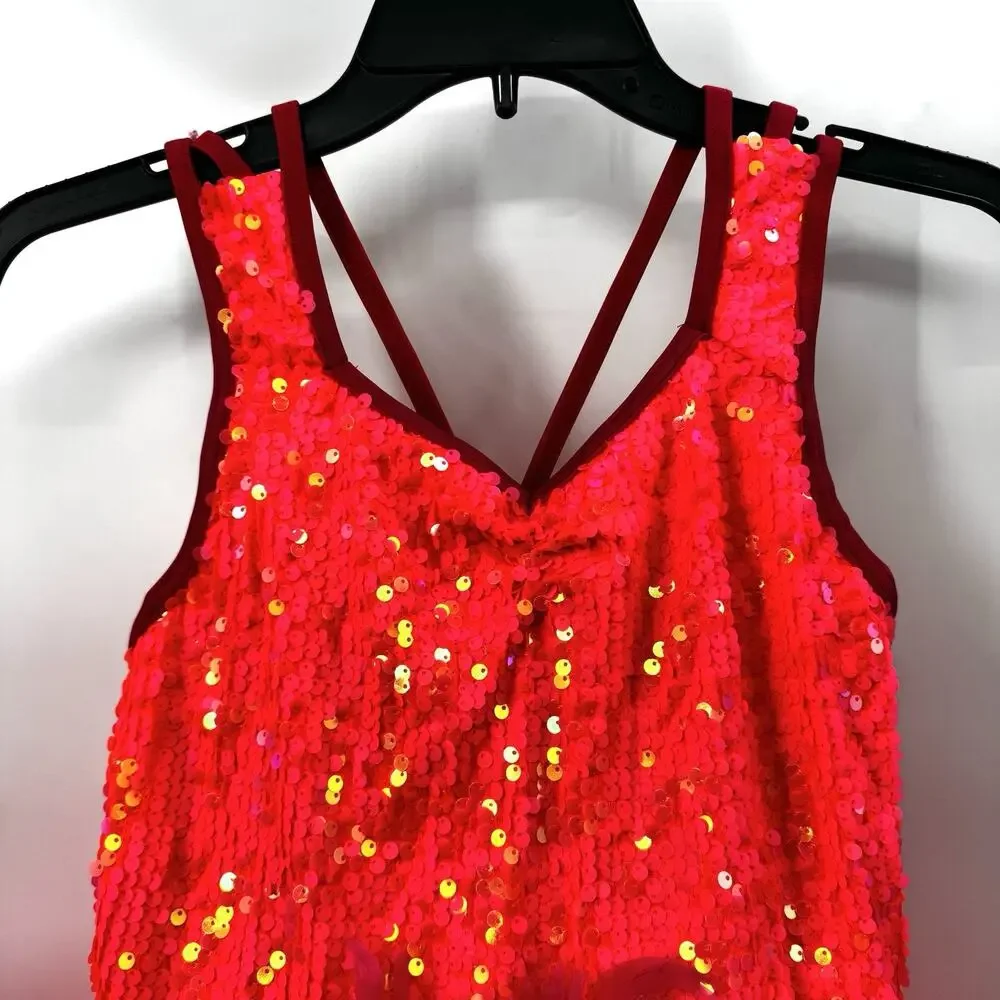 Weissman Go Bananas Tangerine Neon Orange Pink Sequin Tutu Feathers 13837 XLC